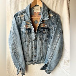 Lucky Brand Tomboy Trucker Denim Jacket Tribal Pattern EUC VERY LIGHTLY WORN